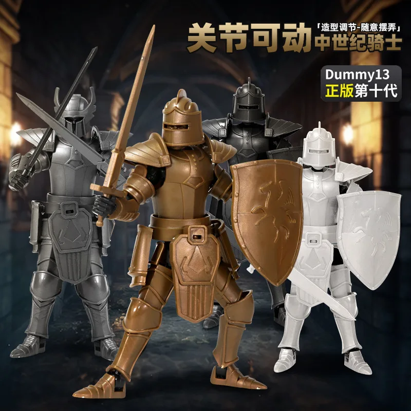 القرون الوسطى فارس الجندي 13 عمل أرقام ثلاثية الأبعاد مطبوعة متعددة المفاصل المنقولة محظوظ 13 عمل الشكل الدمية لتقوم بها بنفسك تجميع اللعب #2