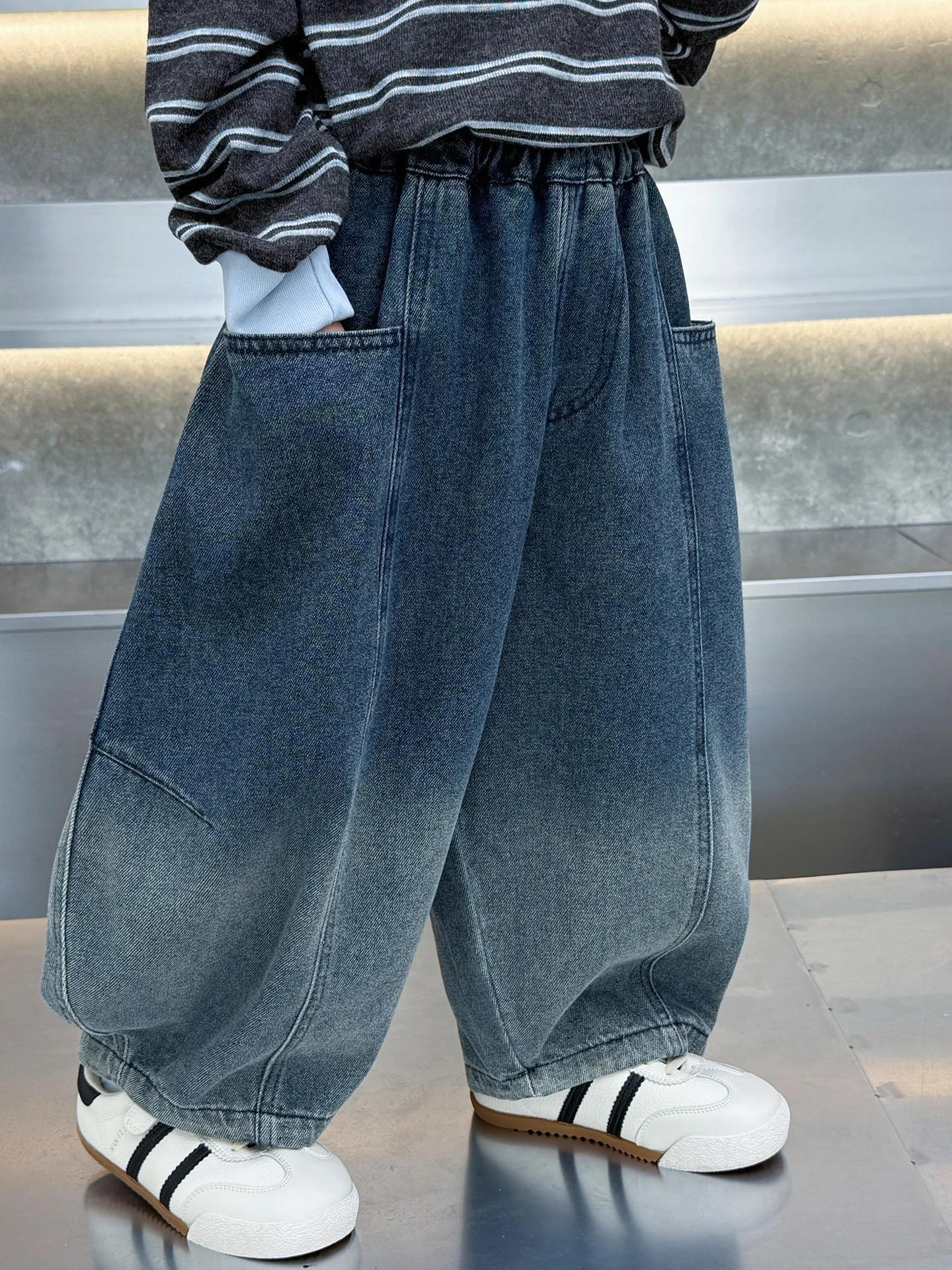 Teenage Boys Baggy Jeans Casual Loose Patchwork Denim Pants Straight Fit Elegant Children Jeans Trousers New Design 2-11 Years 2