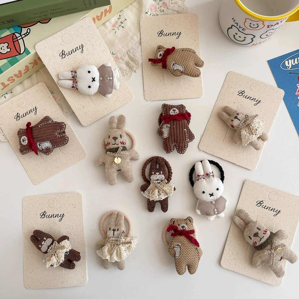 

Cartoon Bunny Hair Clips for Girls Animal Side Clip Baby Hairpins Cute Hair Accessories Kids Hair Tie Elastic Ponytail Holder