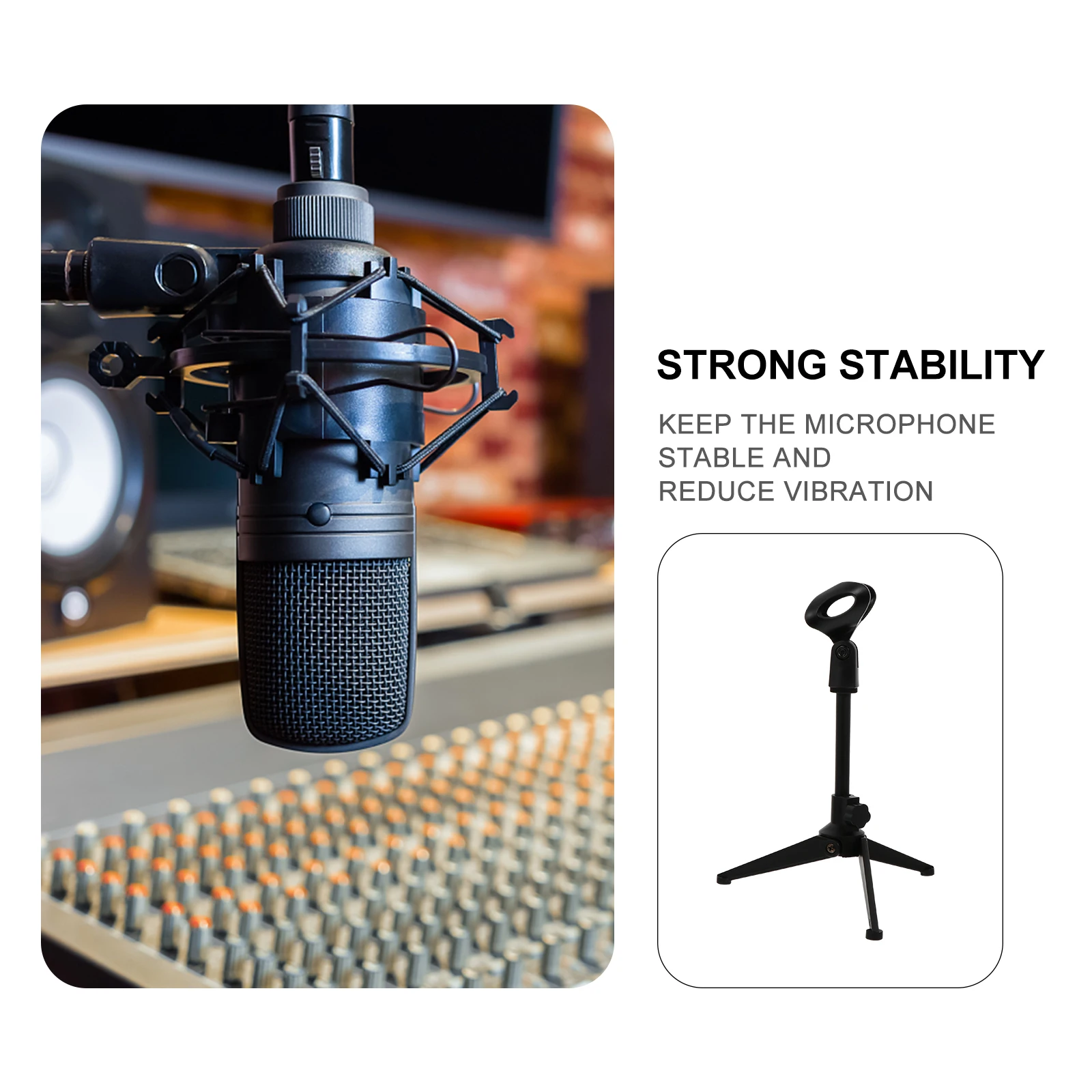 

Detachable Microphone Mount Desktop Stand for Broadcasting Podcasting Online Meetings Singing Recording Easy to Install