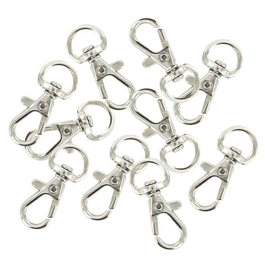 30pcs Swivel Carabiners Keychain Silver Color