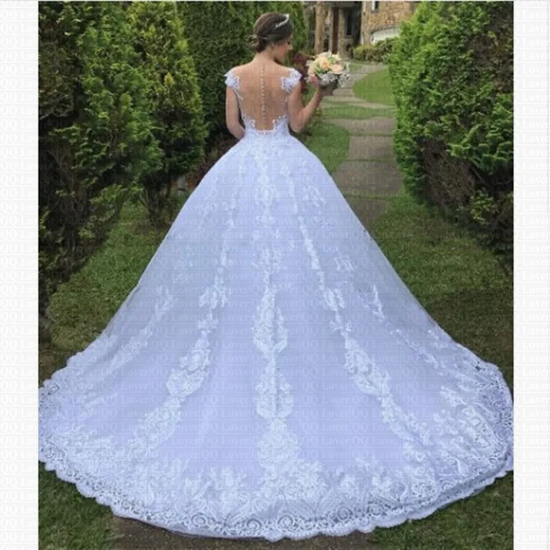 Robe De mariée De princesse brodée, dos nu, en dentelle, col incroyable, luxueuse, 2022