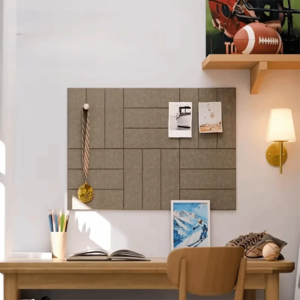 12PCS Sound-Absorbing Felt Bulletin Boards Self-Adhesive Square Felt Acoustic Panels Eco-friendly Stripe Wall Decals