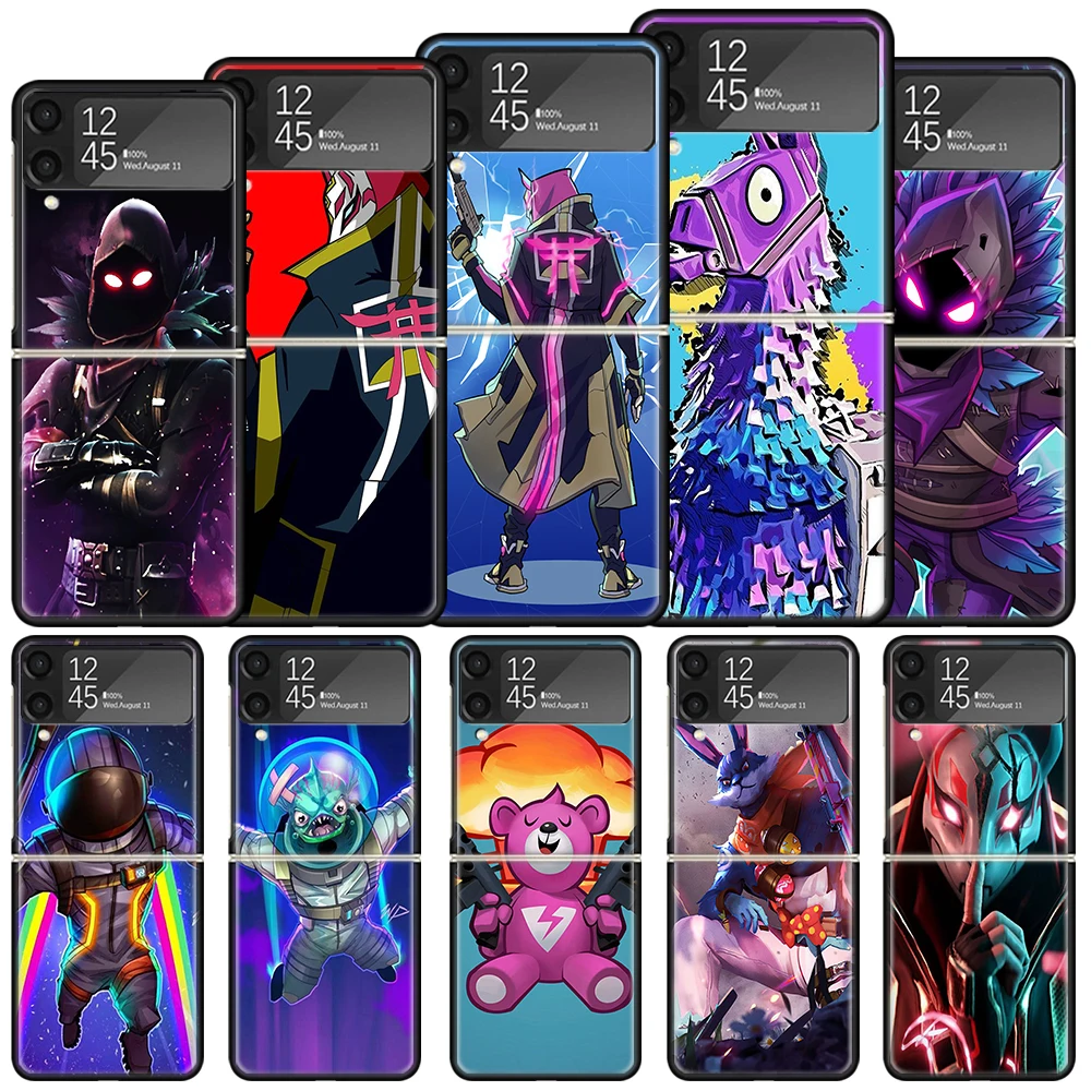 Game B-Battle Shockproof Hard Case For Samsung Galaxy Z Flip 4 5 3 5G Phone Cover Z Flip3 Flip4 Flip5 Black Fundas Shell Case