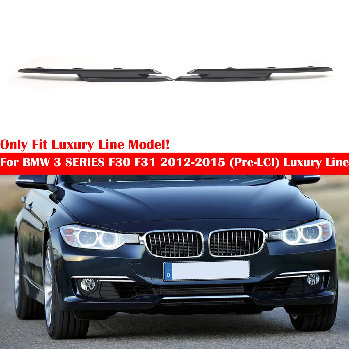 

Глянцевая черная накладка на рамку противотуманной фары переднего бампера для BMW 3 СЕРИИ F30 F31 2012-2015 (до рестайлинга) с комплектацией Luxury Line