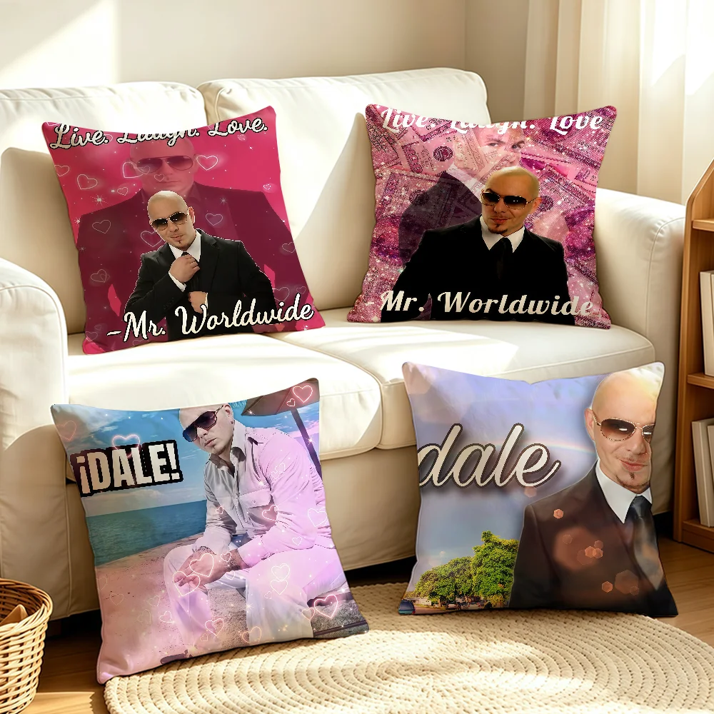 Pitbull Mr Worldwide Funny cushion cover Soft Smooth Hidden Zipper Washable Decorative Couch Bedroom Office Housewarming Gift