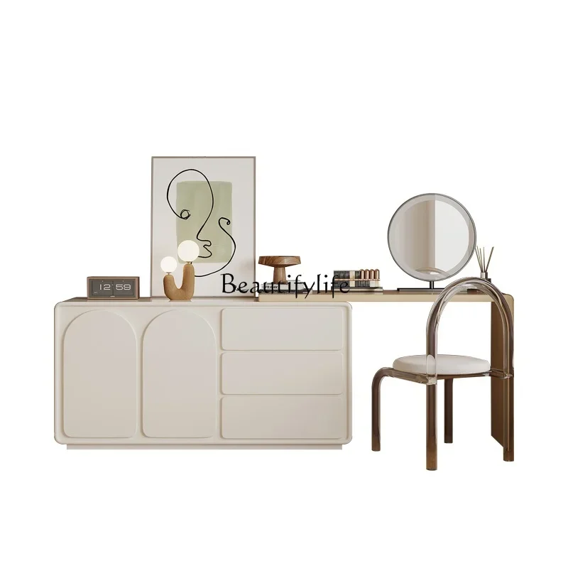 Morandi cream-colored dresser, small apartment simple with corner cabinet