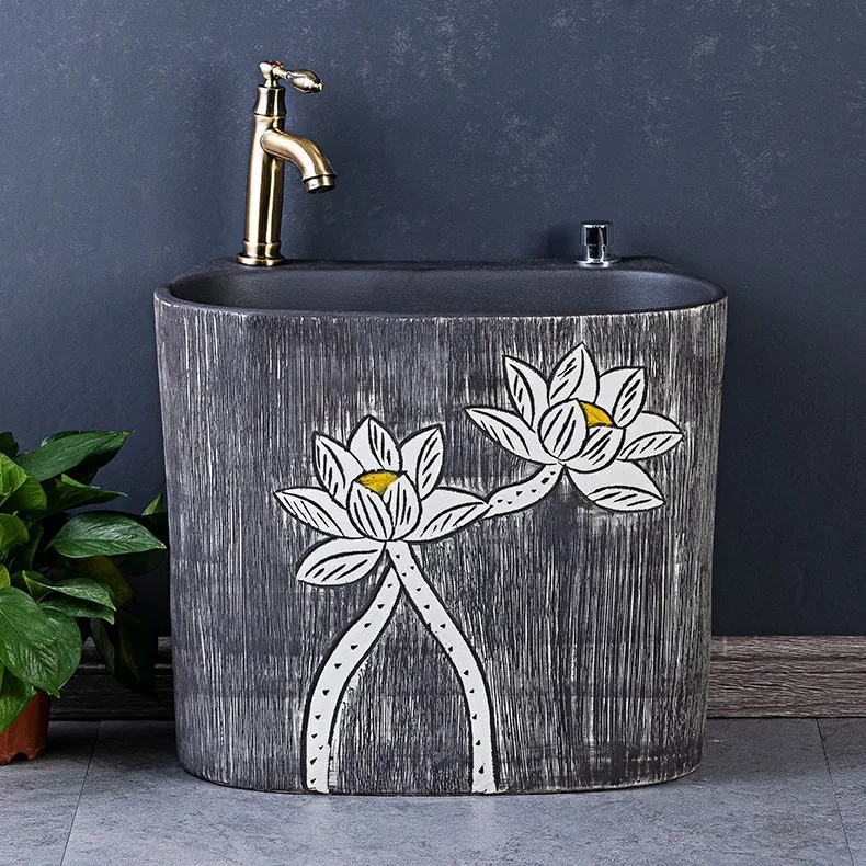 Chinese style ceramic mop pool art mop pool balcony mop basin