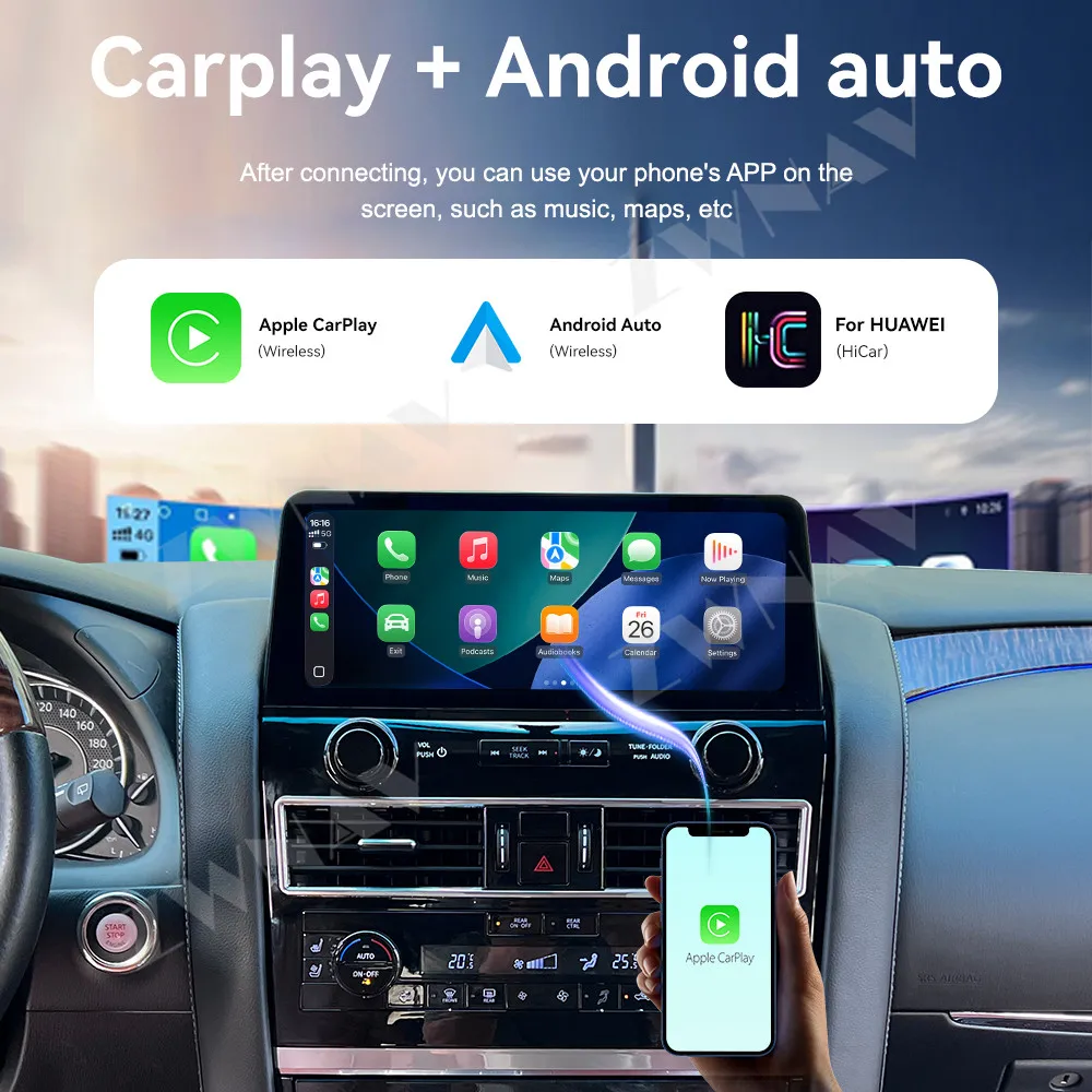 12.3 Inch Carplay Car Radio Touch Screen For Nissan Patrol Y62 Armada 2012-2019 Android 13 GPS Navigation Car Multimedia Player