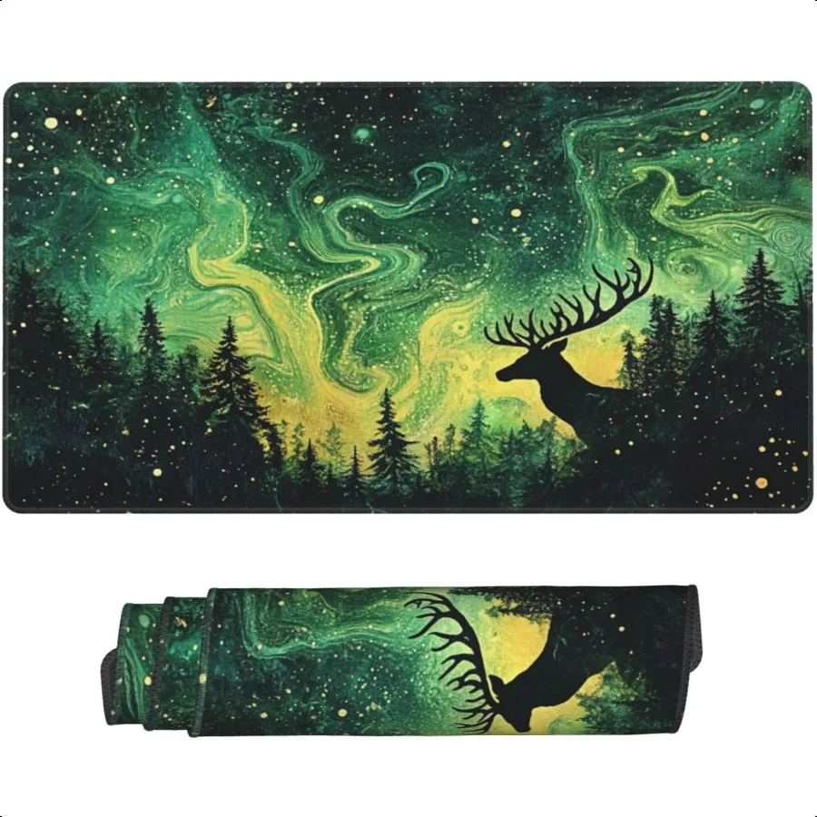 

Gaming Mouse Pad Aurora Forest Background Pattern XXL Profional Large Mousepad NonSlip Waterproof Rubber Base Mouse Mat for Off
