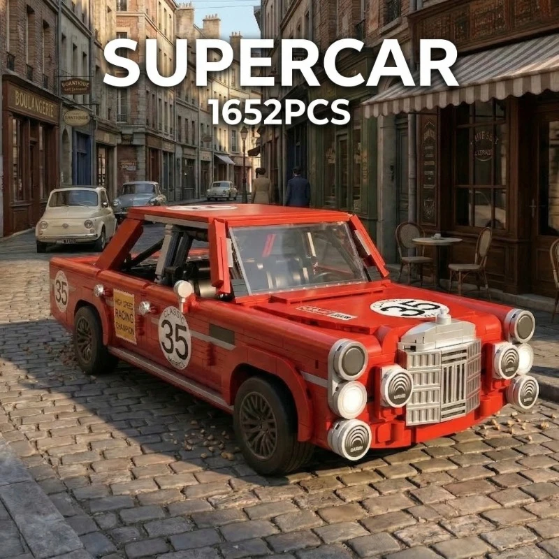 

1652PCS Red Vintage Car Building Blocks Model Toys Sets Sport Car Bricks Toys Collection Ornament Gifts For Children Adult