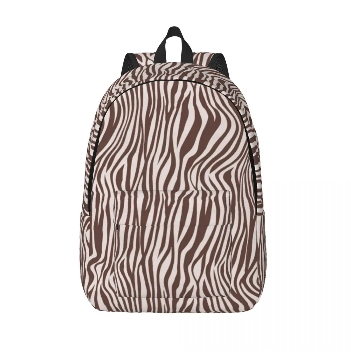 

Brown Cream Zebra Backpack Elementary High College School Student Skin Animal Bookbag Teens Canvas Daypack Outdoor