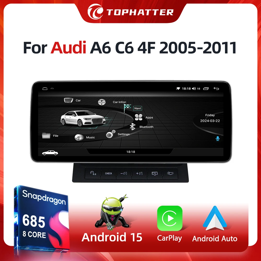

Qualcomm For AUDI A6 C6 MMI2G 3G 12.3" Multimedia Video Carplay BT Stereo Display Android Auto Monitor Screen Car player Linux