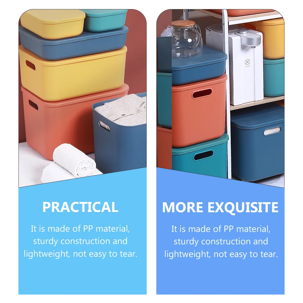 

1pcs Plastic Storage Box PP Lightweight Cube Organizer with Lid Handle Portable Solid Bedroom Kitchen for Clothes