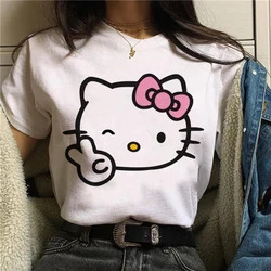 Fashion 90s Cute Kawaii Manga Y2k Japanese Anime Hello Kitty T Shirt Women T-shirt Sanrio Clothes Tshirt Short Sleeve Tops Tee