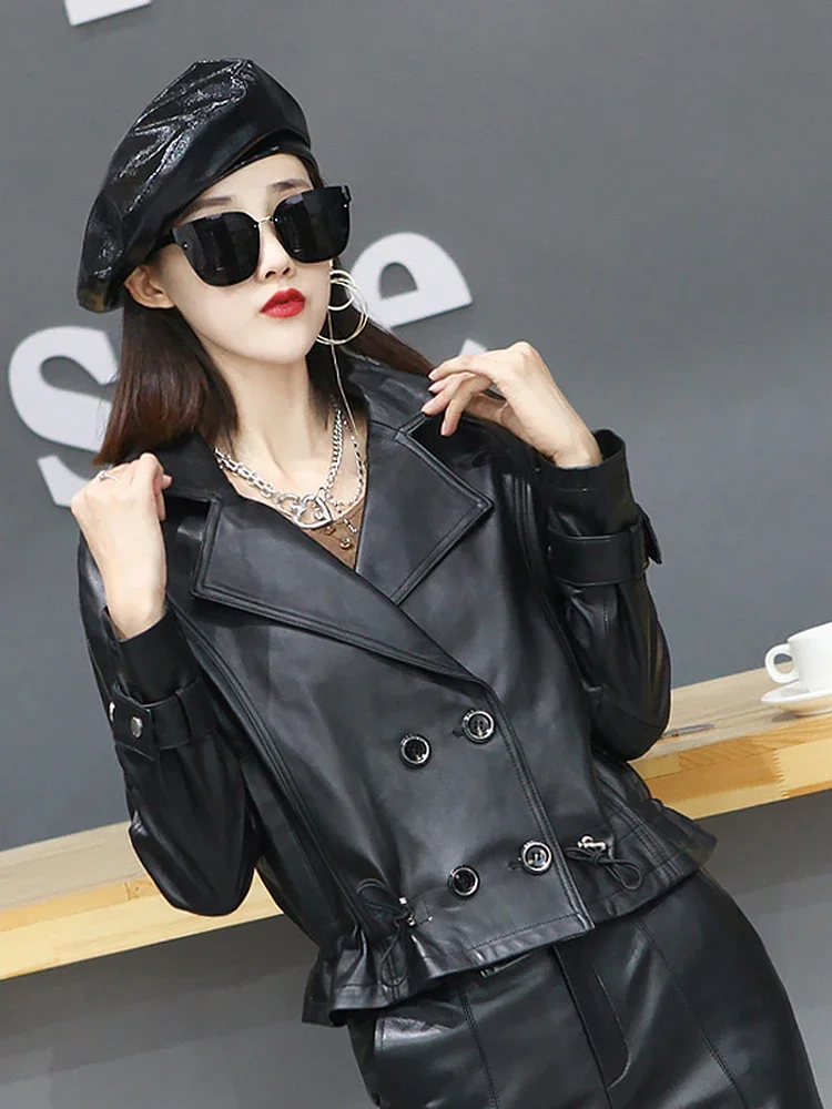 Tajiyane 2021 Autunno 100% Genuino Cappotto di pelle di Pecora Delle Donne di Modo Nero Corto Giubbotti di Pelle Abbigliamento Donna Abrigos Mujer Gmm744