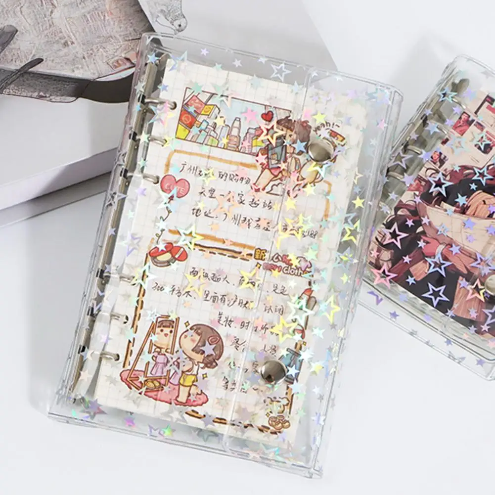 Libro di adesivi con motivo a stella Organizzatore di adesivi dal design carino Copertina per notebook in PVC che cambia colore con design riflettente per diario