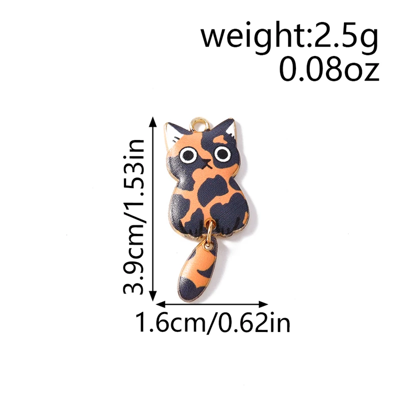 10 Stück 16x39mm Cartoon Emaille Tier Katzen Charms Anhänger zum Basteln von Halsketten, Ohrringen, Armbändern, DIY-Handwerk, Schmuckzubehör – Detail 1