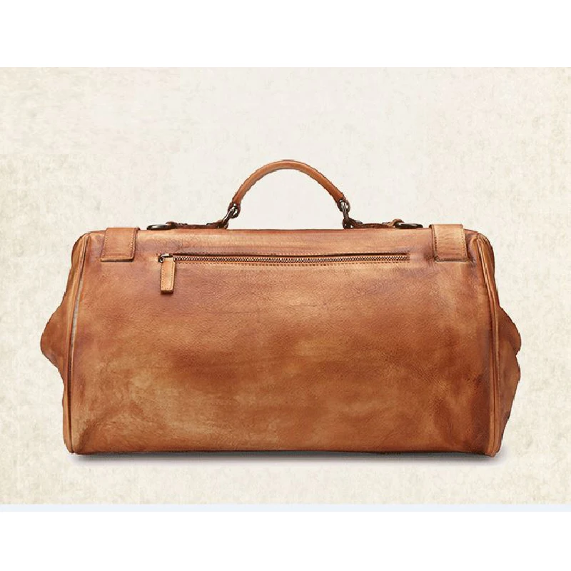 Imagem -03 - Moda de Luxo Bolsa de Viagem de Couro Genuíno Bolsa de Bagagem Duffle Bolsa de Couro Masculino Fim de Semana Levar em Tote Bolsa Anti Roubo Designer