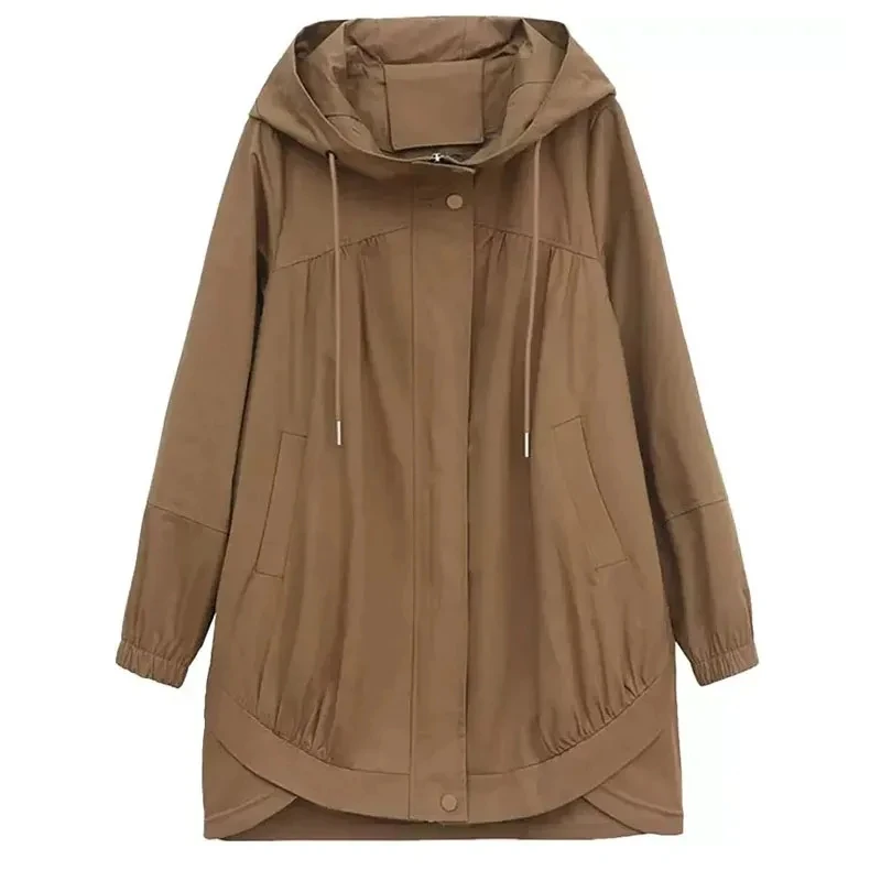 

Women's Trench Coat 2025 Spring Autumn New Large Loose Casual Versatile Mid Length Coat Female Windbreaker Gabardina Mujer 4XL