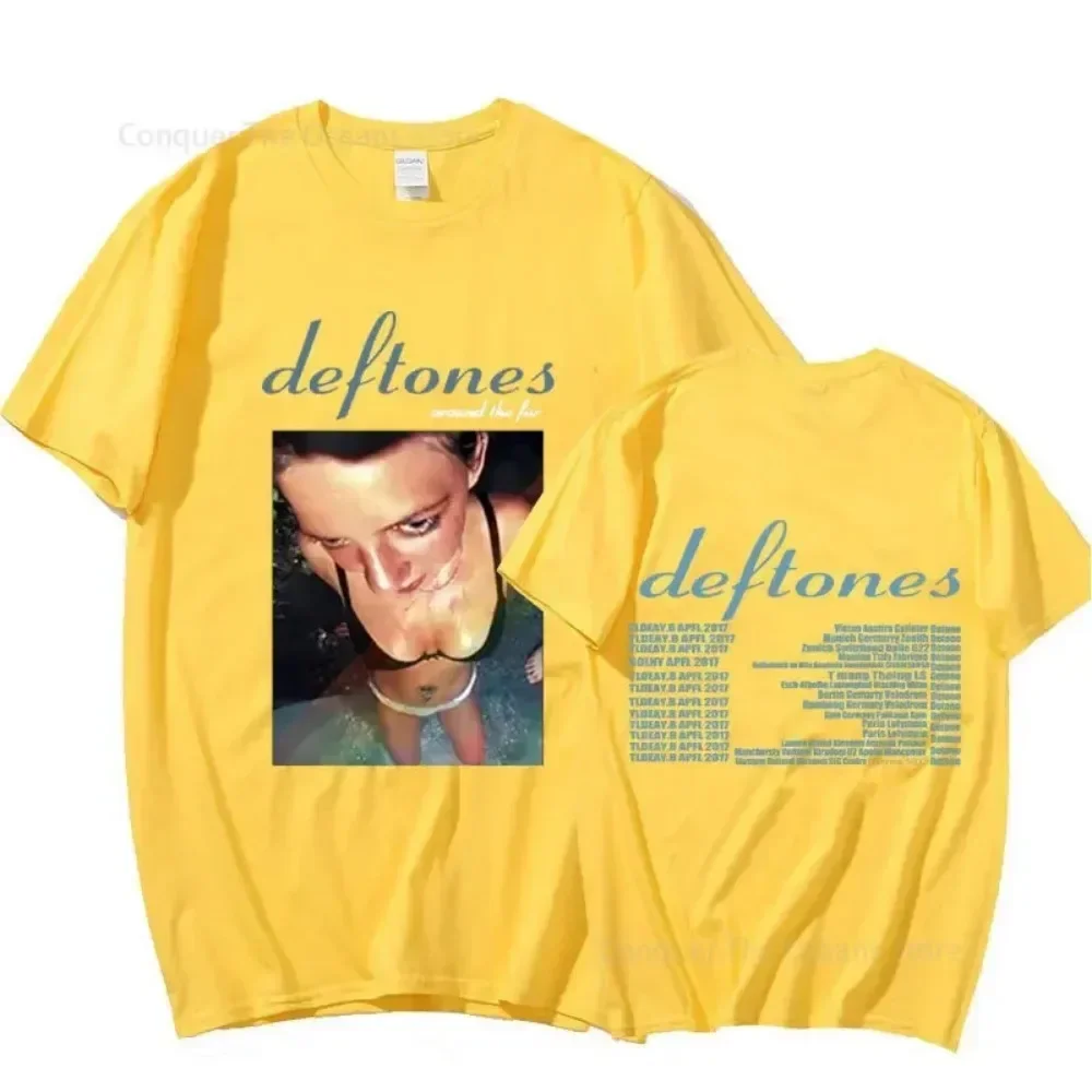 New Deftones Around The Fur Tour Band Concert Print Męska koszulka i damska Punk Vintage Oversize Tee Summer Cotton Top Clothing