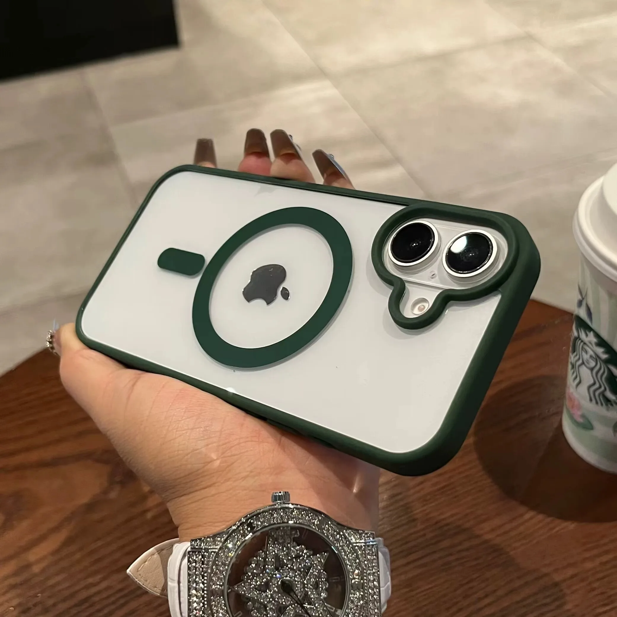 حافظة شحن لاسلكية فاخرة مضادة للصدمات Magsafe لهاتف 16 iPhone 17 15 14 Plus 13 12 11 Pro Max غطاء ممتص للصدمات شفاف مغناطيسي شفاف