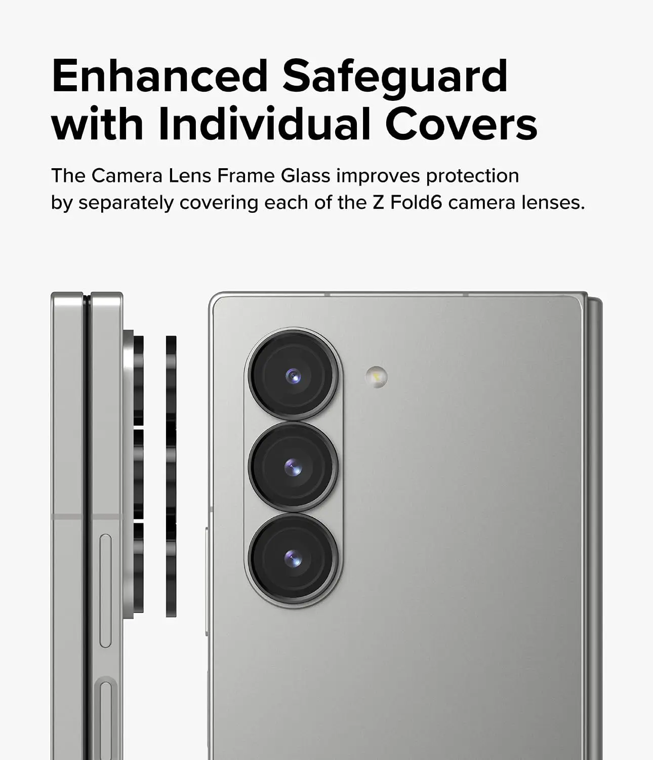 3Pcs Camera Metal Ring Protector For Samsung Z Fold 4 5 6 Lens Film Back Tempered Glass