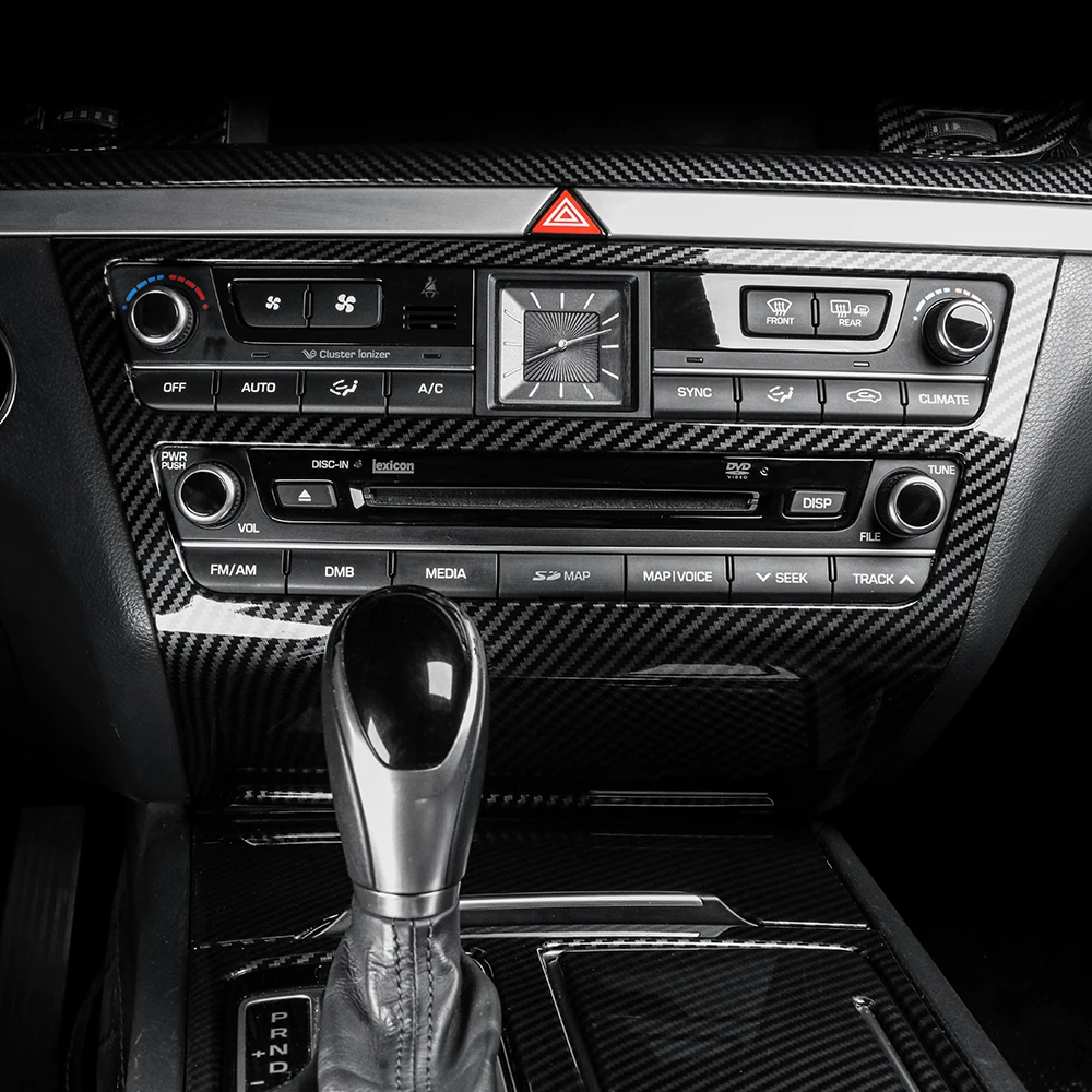 Car Tuning Carbon Fiber ABS Air conditioning Switch Adjustment Frame Cover Trim Accessories For Genesis G80 DH 2015-2020 LHD