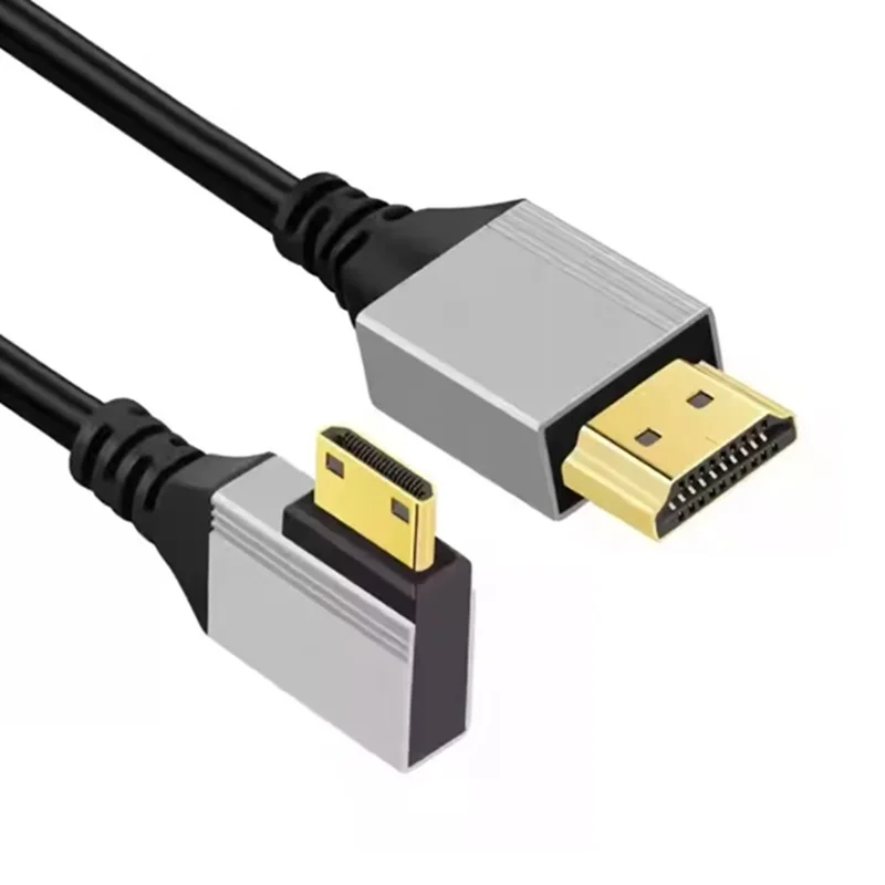 8K HDTV Cable Mini/Micro HDMI-Compatible 8K UHD Cable Left/Right Angle HD Port Thin Cord for Laptop Camera Tablet Camcorder