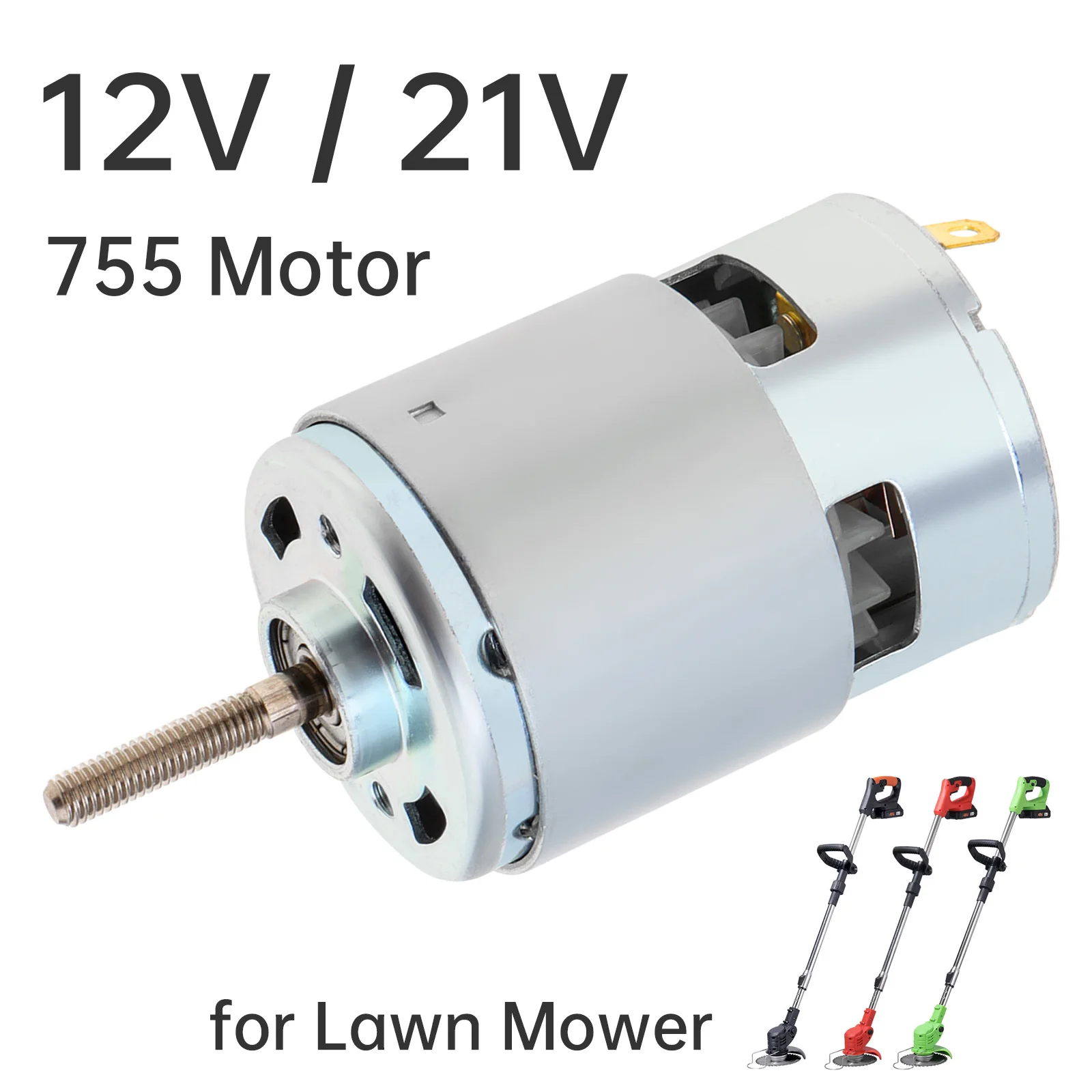 755 DC Motor 12V/21V Universal Motor Replacement Parts for Lawn Mower, Rechargeable Lawn Mower Replaces Electric Motor