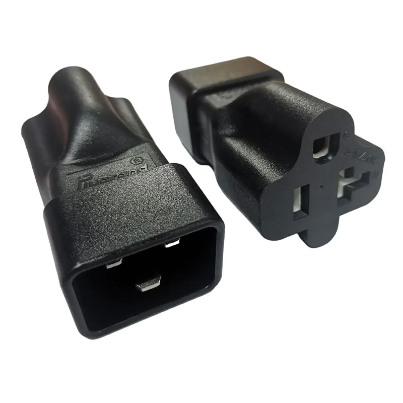 Black US NEMA 5-15R 5-20R Female to IEC320 C20 Male Travel Power Adapter Plug USA 3 Prong Receptacle To C20 Power Convert Socket