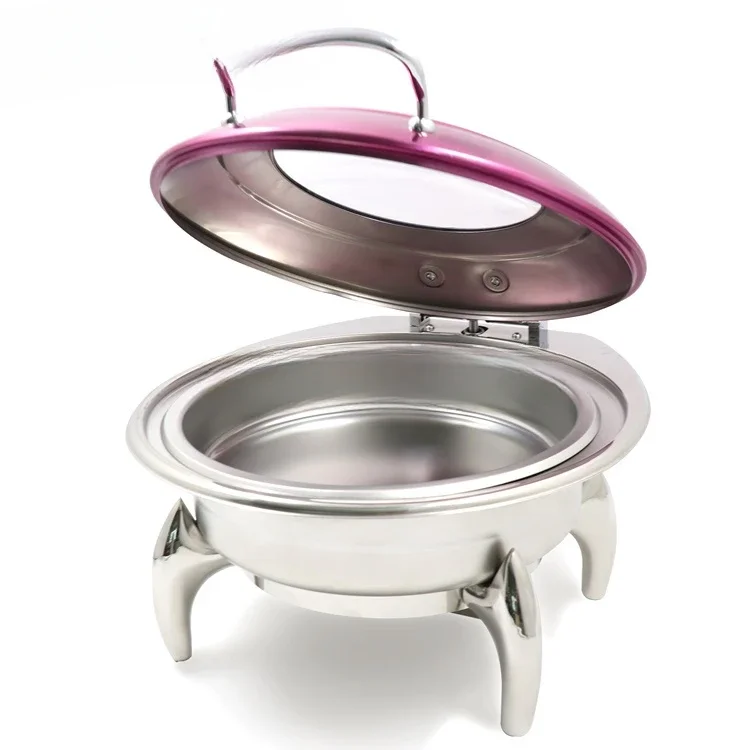 catering kitchen equipment 201 stainless steel round purple chafing dish electric