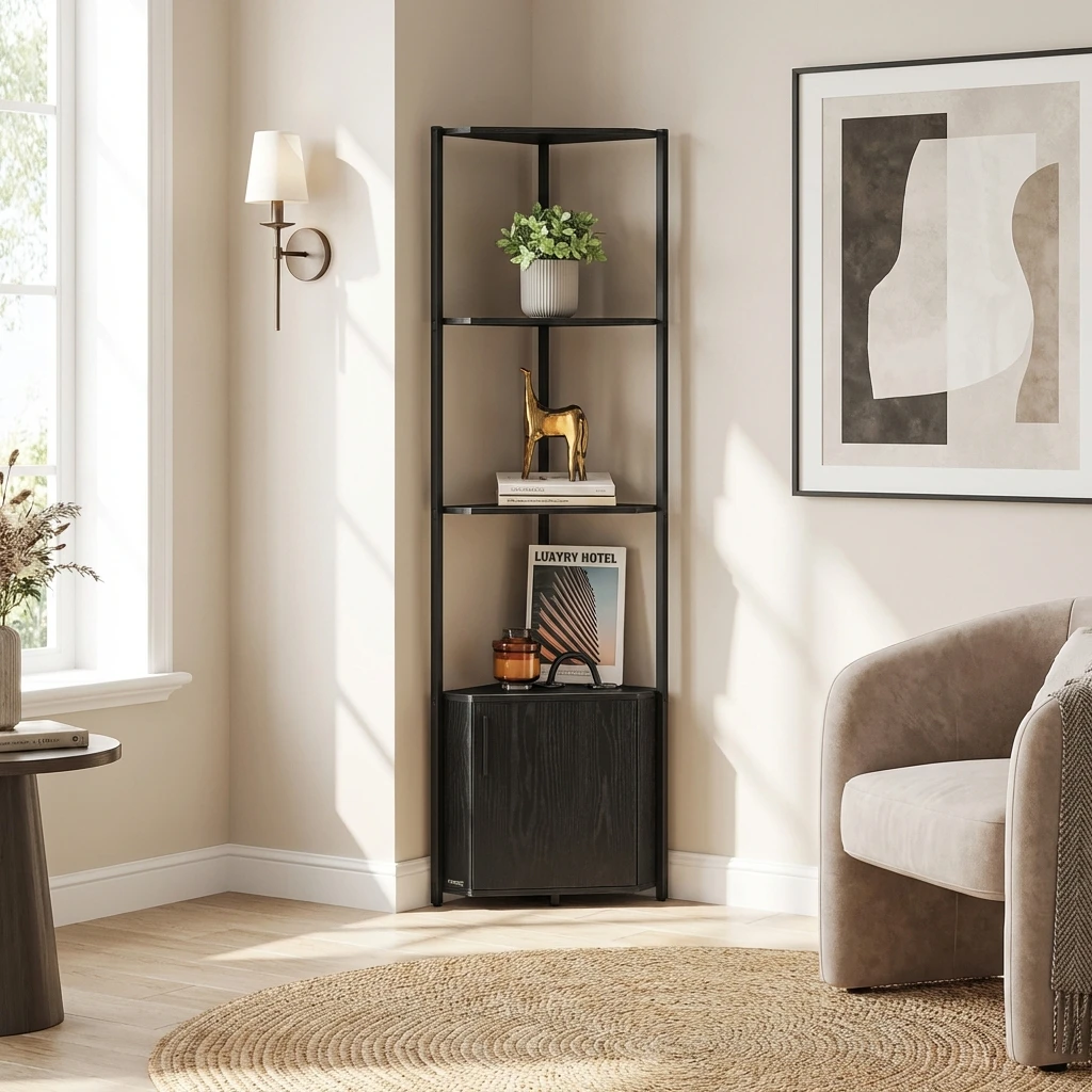 

5-Tier Corner Storage Cabinet with Shelves, Ideal for Living Room, Bedroom, Kitchen, And Bathroom