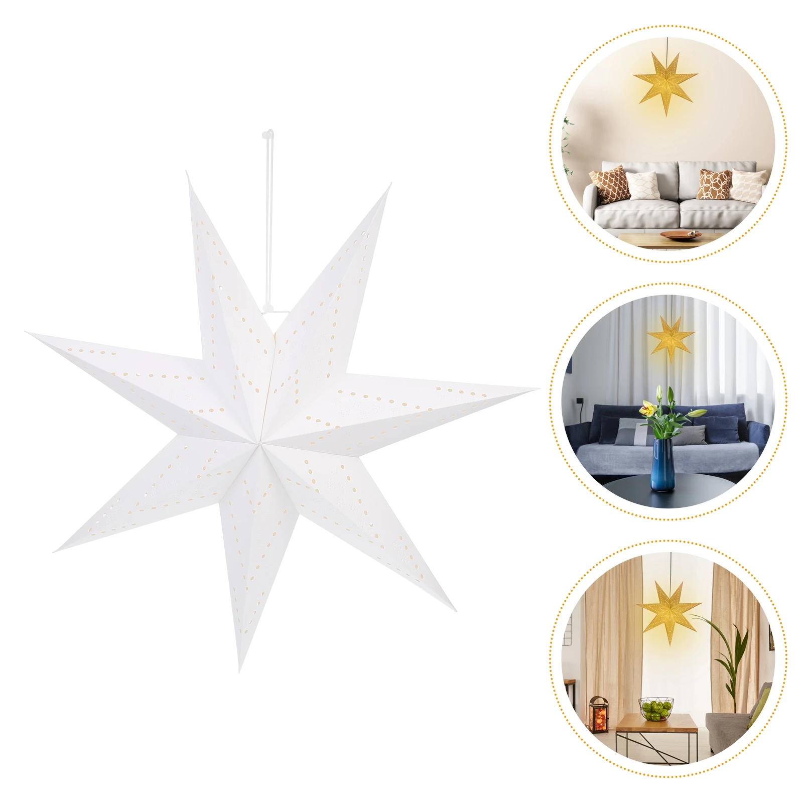 2pcs Paper Star Lampshade Lightweight Foldable Christmas Theme Decorative Light Cover For Chandelier Home Use Hanging Lamp