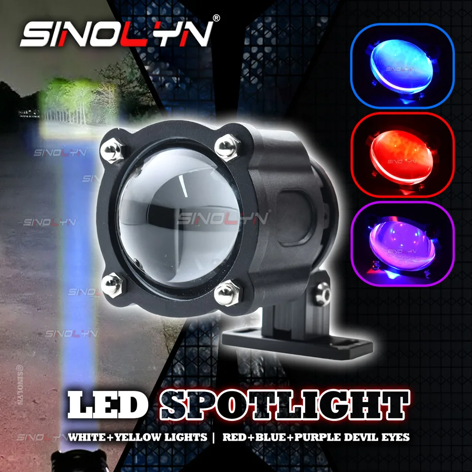 Sinolyn 40000LM LED High Beam Spotlights Devil Eyes LED Lights 6000K 3000K Projector Lens Headlights For Car Motorcycle Retrofit