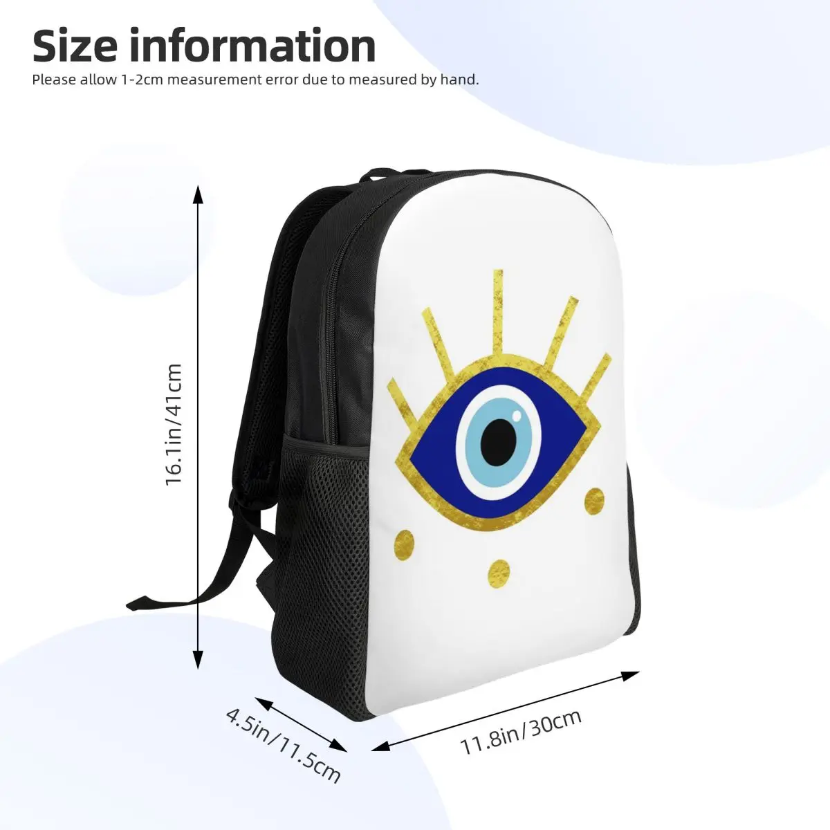 Mediterranean Evil Eye Protection, Nazar Student Backpack School Bag Hiking Travel Daypack for Boys Girls Bookbag Shoulder Bags