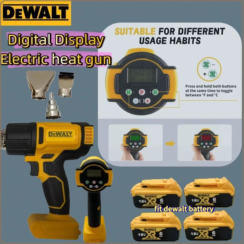 

Беспроводной термофен DeWalt с бесщеточным двигателем, для пайки и термоусадочной упаковки, работает от аккумулятора DeWalt