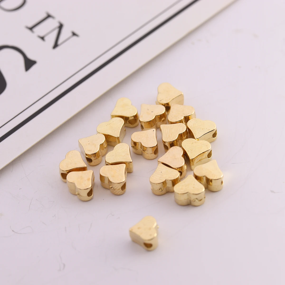 200pcs/Lot Gold Silver Color CCB Beads Heart Shape Loose Spacer Beads for Jewelry Making Findings DIY Bracelet Neklace Accessory