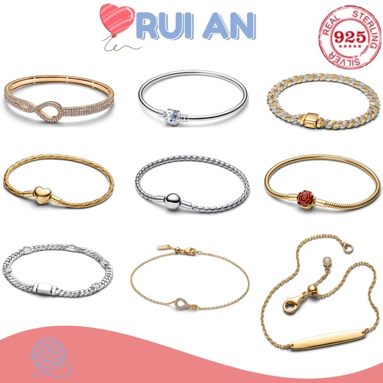 

Новинка 2025 года, 100% чистое серебро 925 пробы, оригинальный браслет-подвеска, роза в форме сердца, женские ювелирные изделия высокого качества, роскошный подарок на день рождения