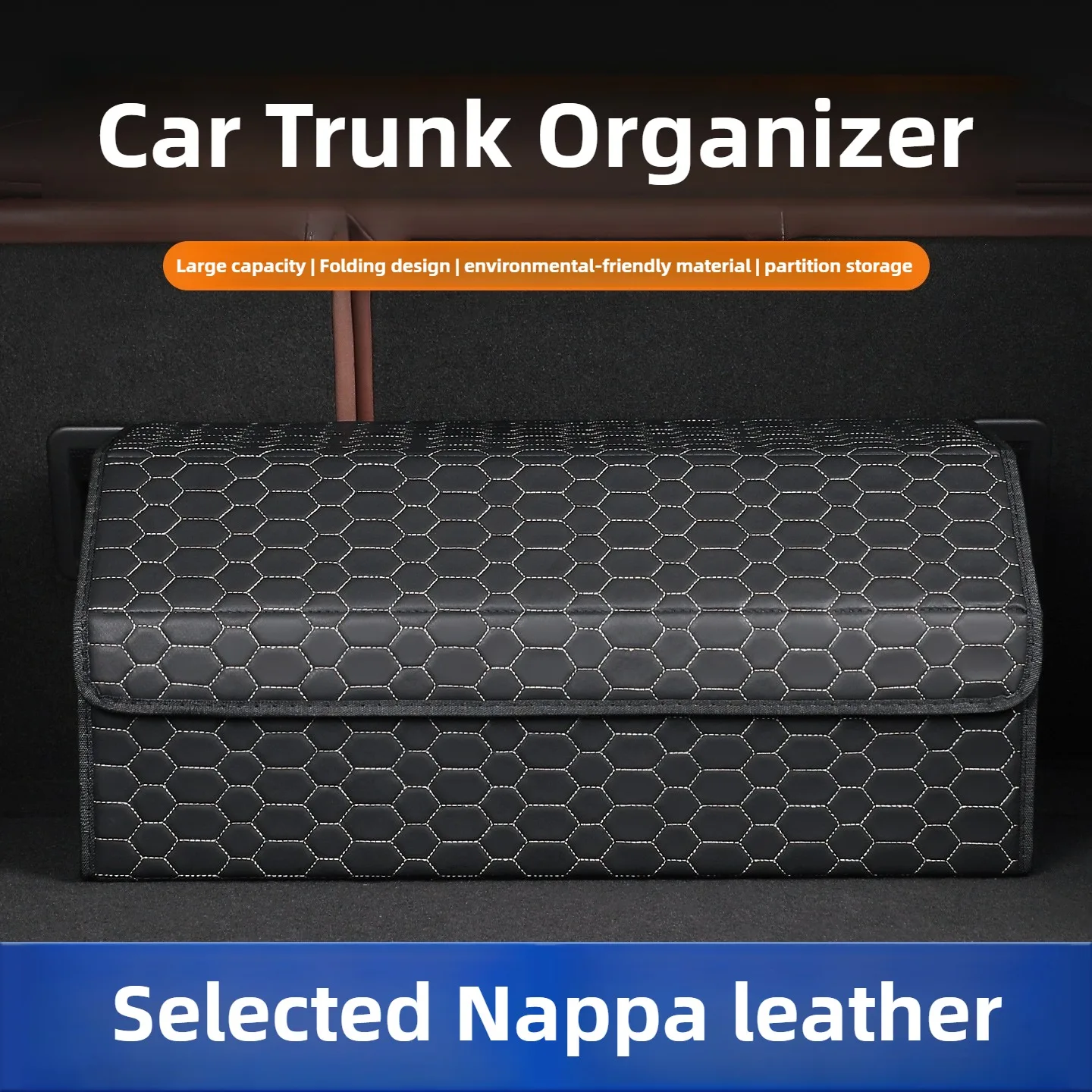 

Foldable Leather Car Trunk Organizer Large Capacity Car Trunk Storage Box Interior Accessories Car Interior Storage Organizer