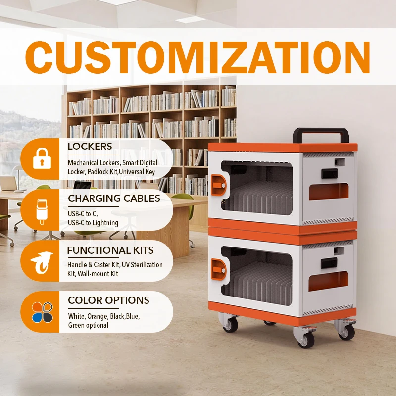 ETL Certified 16 Device USB Charging Locker Secure Cabinet for iPad Tablet 12W Fast Charging with Auto Cooling System