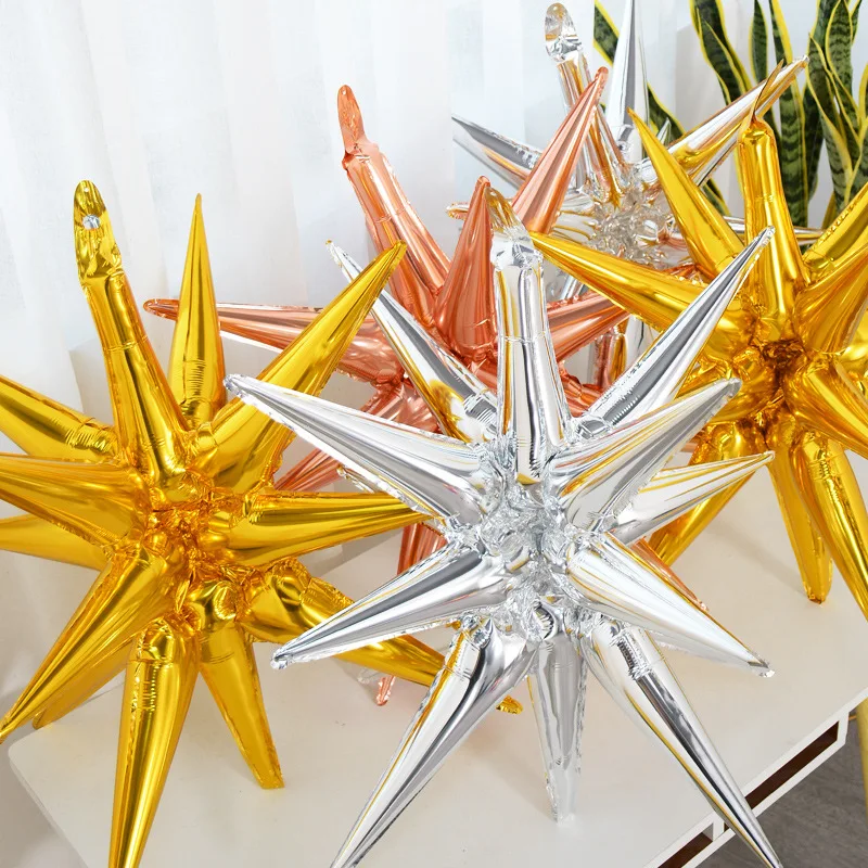 /1pcs siamesische Explosion Stern Ballon Starburst Luftballons Kegel Folie Luftballons Neujahr Weihnachten Hochzeit Geburtstags feier Dekor – Detail 17
