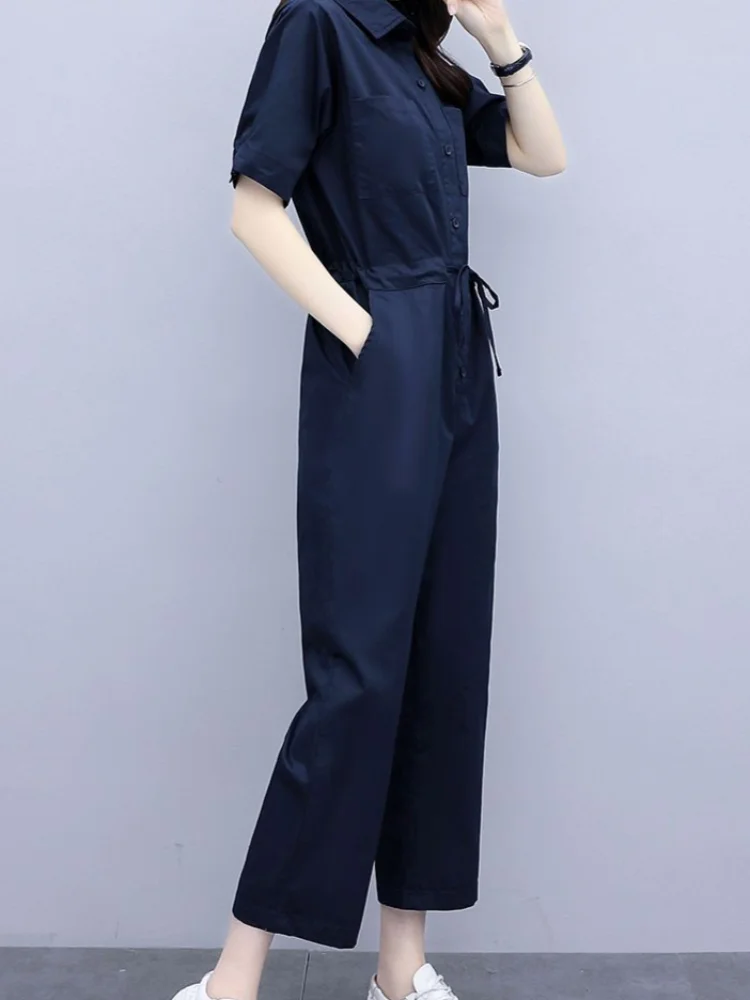 Draw String Ladies Trouser Summer 2024 Baggy Women\'s Blouse and Pants Two Piece Set Wide Leg Shirt Chic Elegant Fashion Clothing