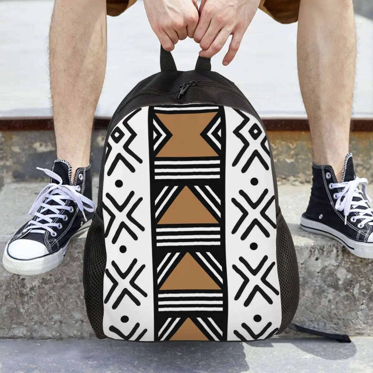 

African Tribal Bogolan Pattern Backpack Hot Sale Daypack Large Capacity Boys Girl BookBag School Bag Shoulder Bags for Men Women
