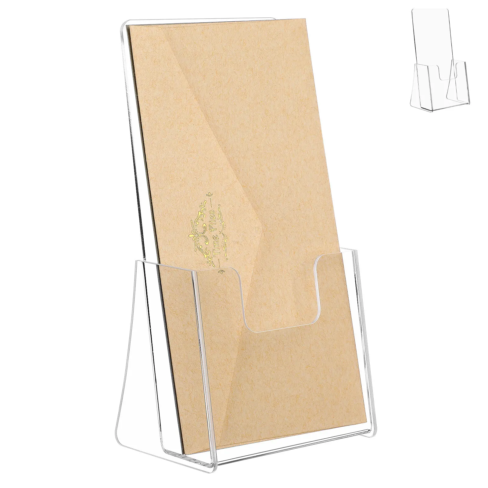 Acrylic Brochure Display Stand Transparent Pamphlet Holder Lightweight Stable Booklet Organizer for Countertop Office Mall