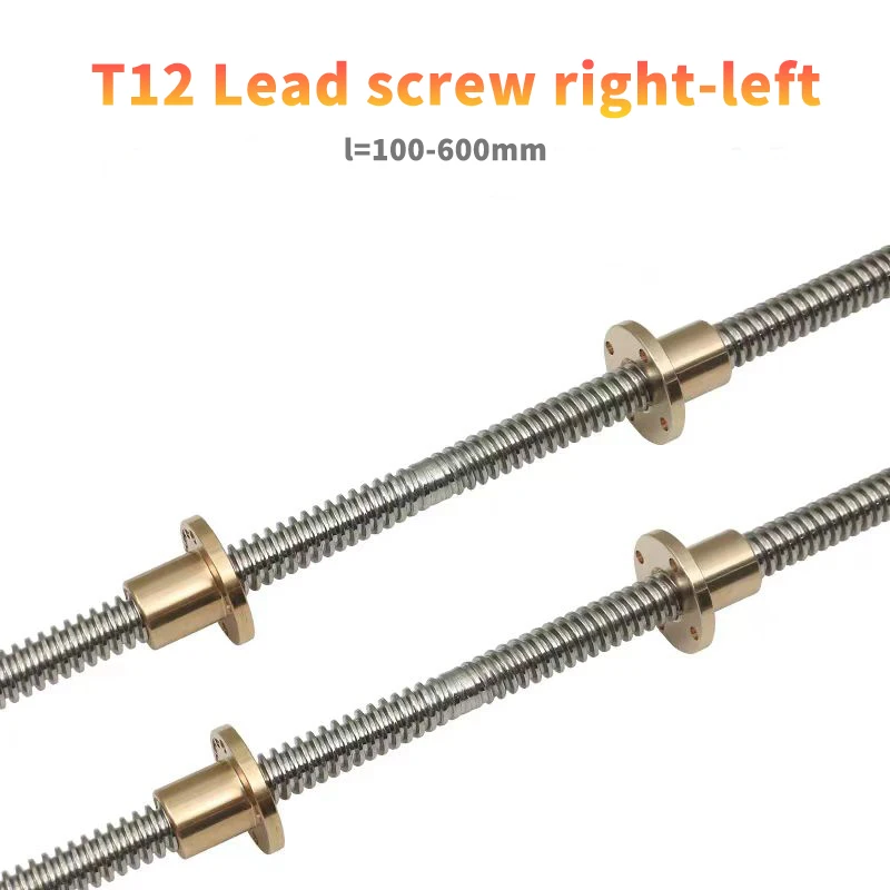 1PC 304 stainless steel T12 Lead Screw right-left length100-1000mm OD 10mm Pitch 2mm Lead 2/3mm with nut for 3D Printer part