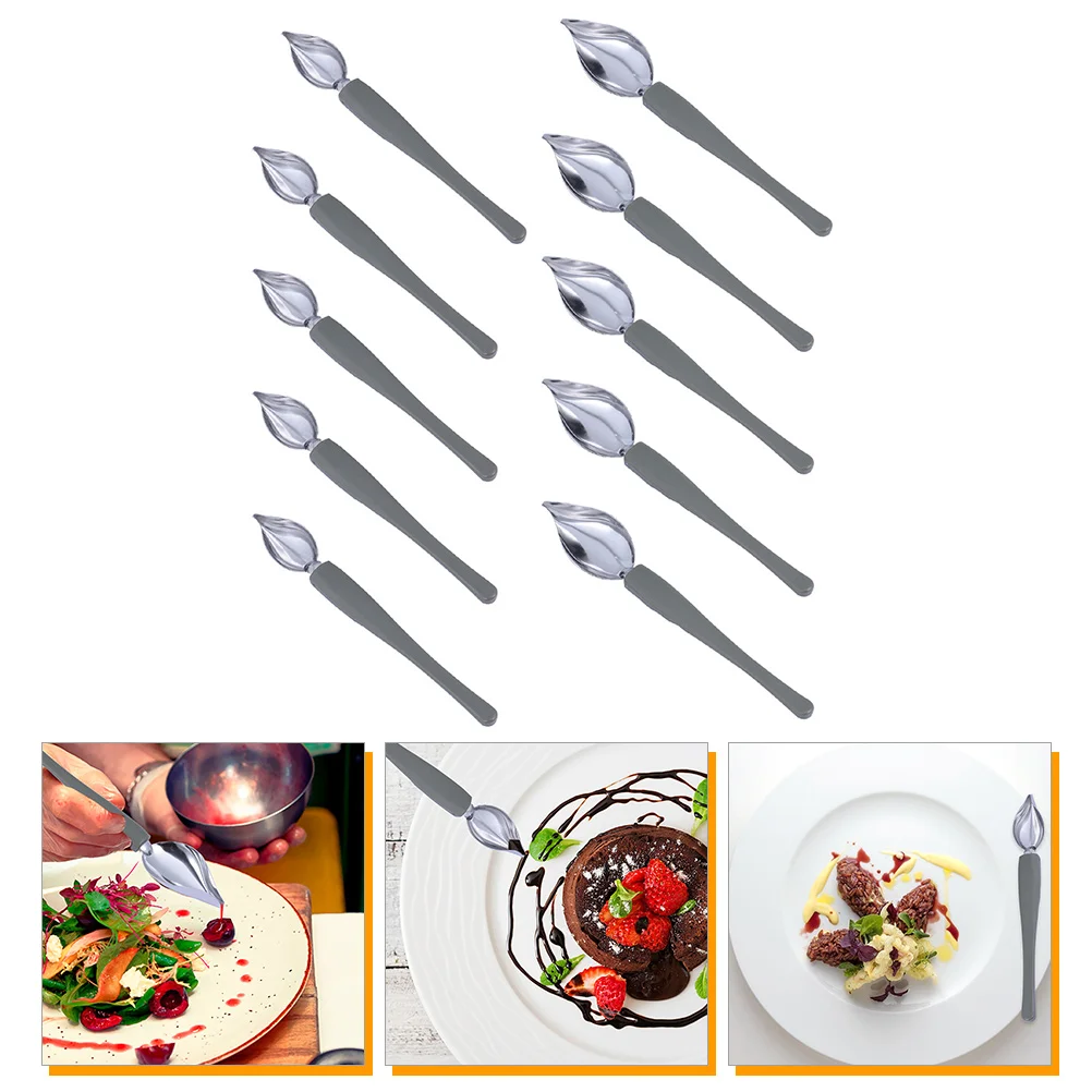 

Piping Spoon Steel Drawing Spoons Sauce Tools Coffee Decor Plate Sauce Painting Pencil 2 Sizes Anti Slip Practical Shape