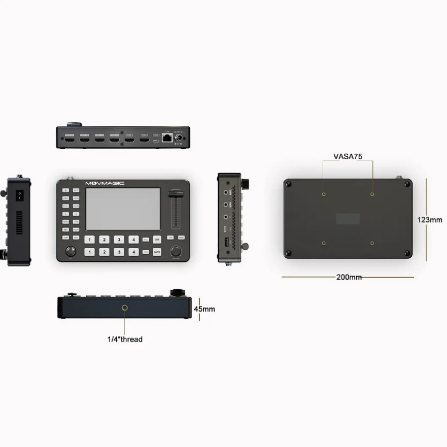 Movmagic M1 4K HD MI Video Mixer Switcher With For Output & Effects 5-channel Multi View For Live Streaming