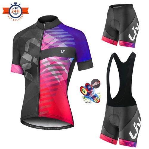 Imagen 2 del producto Conjunto de camiseta y pantalones cortos de ciclismo de verano para mujer LIV: protección UV ligera y transpirable para paseos en clima caliente