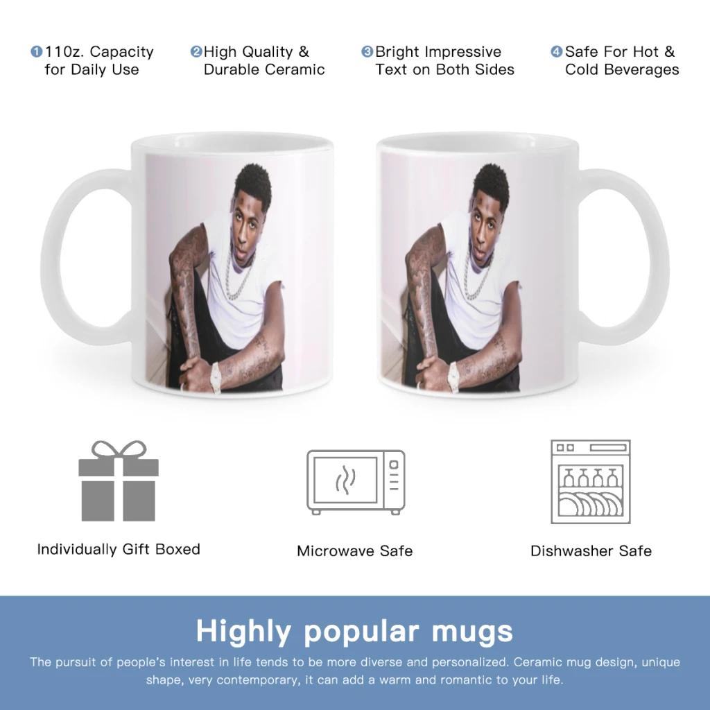 

YoungBoy Never Broke Again Free shipping Ceramic Cup Coffee Oatmeal Breakfast Cup Creative Personality Mug